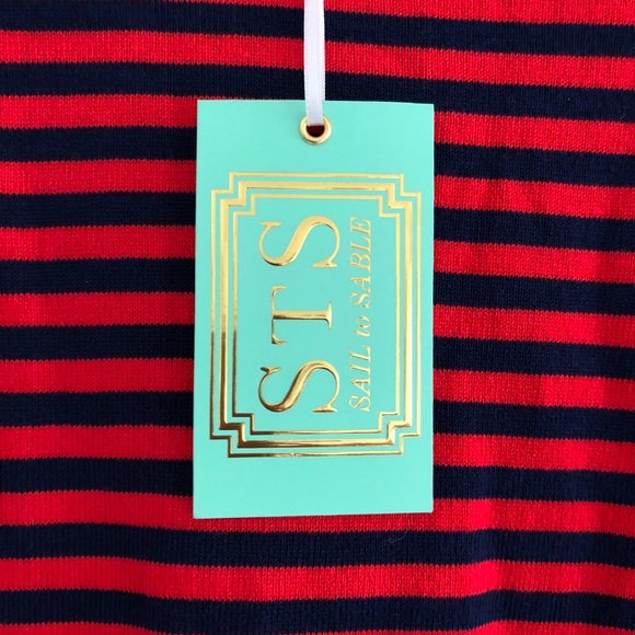 Sail to Sable Red & Navy Striped Bell Sleeve Dress - Picture 4 of 5